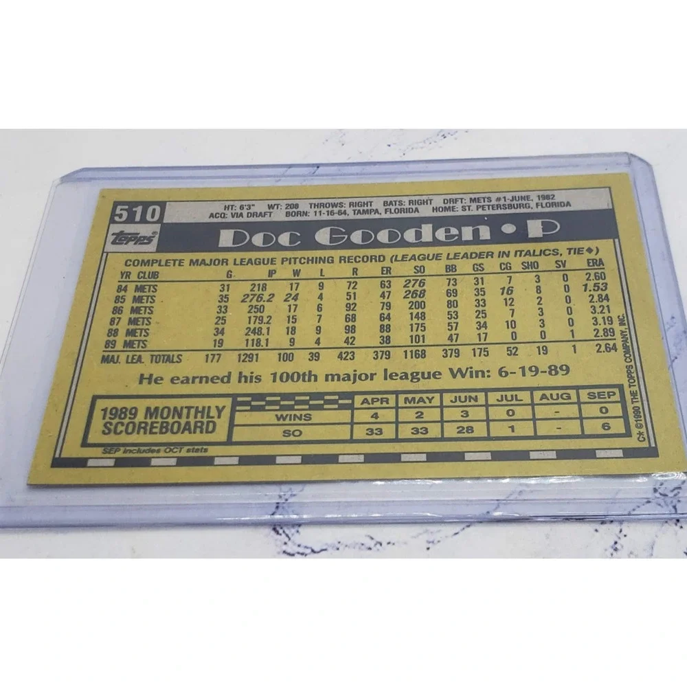 1990 Topps Baseball #510 Doc Gooden New York Mets